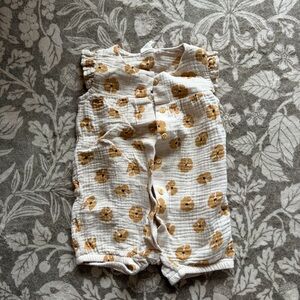 H&M Cream Romper with Mustard Floral Print